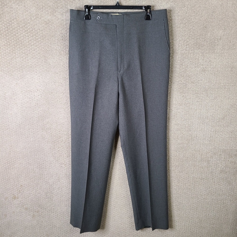 Vintage Haggar Pants Mens 34x34 Gray Expand-O-Matic Flat Front Wool‎ Blend